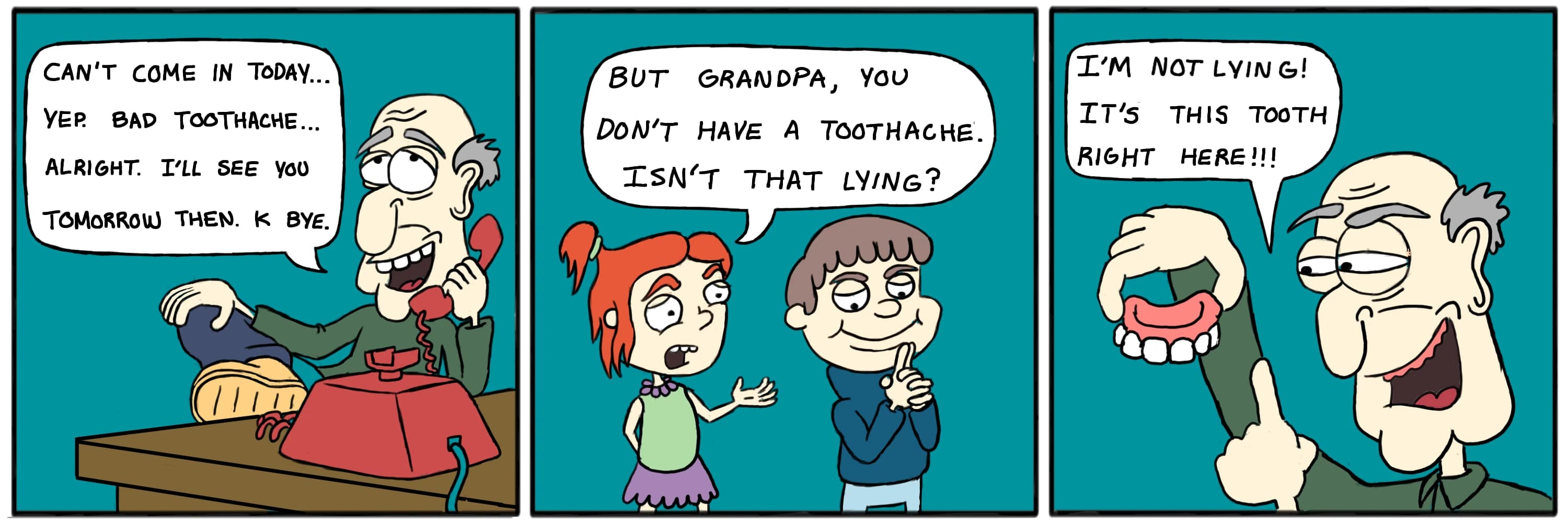 Toothache Trouble — full comic strip